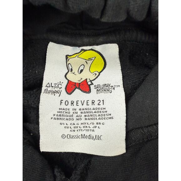 Forever 21 Alec Monopoly Richie Hoodie Mens L Black Graphic Pullover Streetwear - Picture 2 of 10